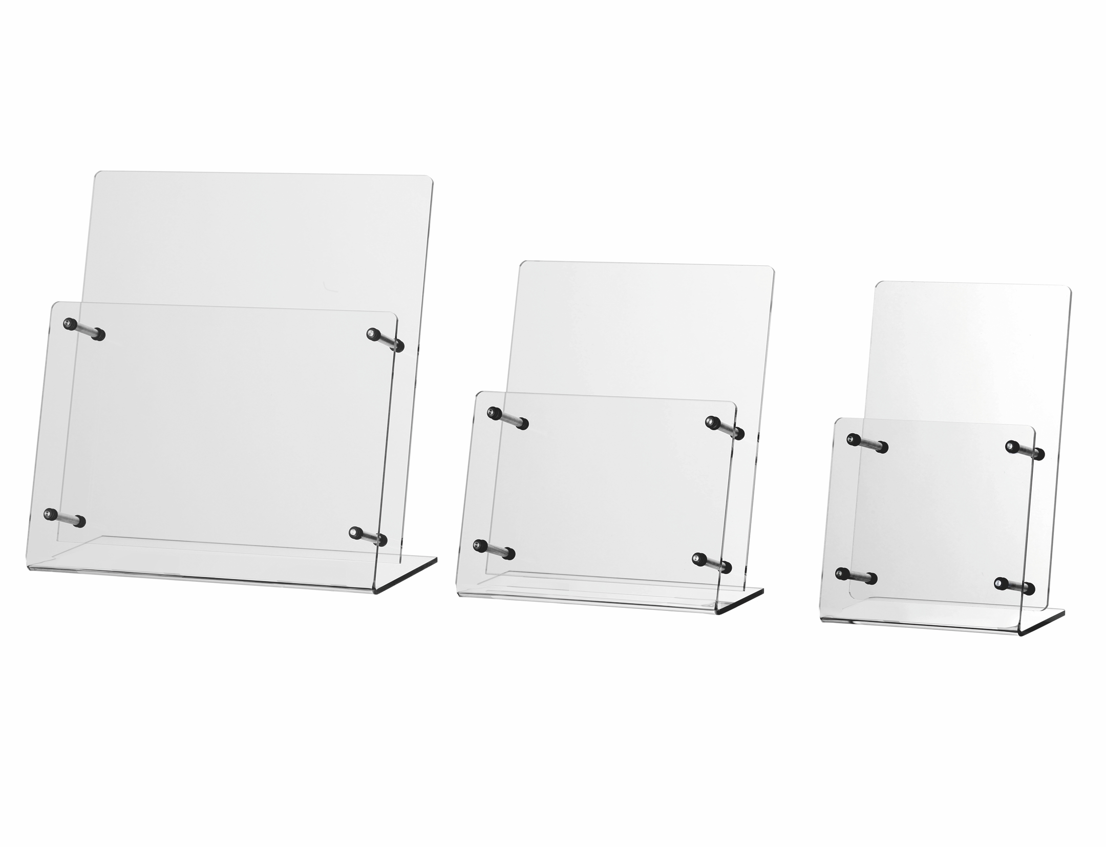 Prospekthalter Theke / Tisch 1fach mit Edelstahlhaltern