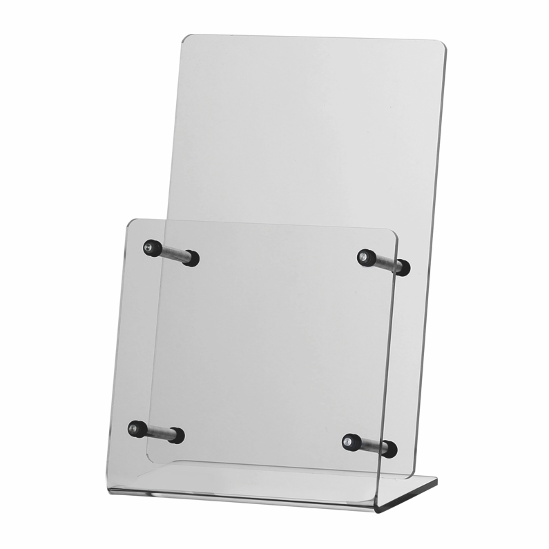 Prospekthalter Theke / Tisch 1fach mit Edelstahlhaltern