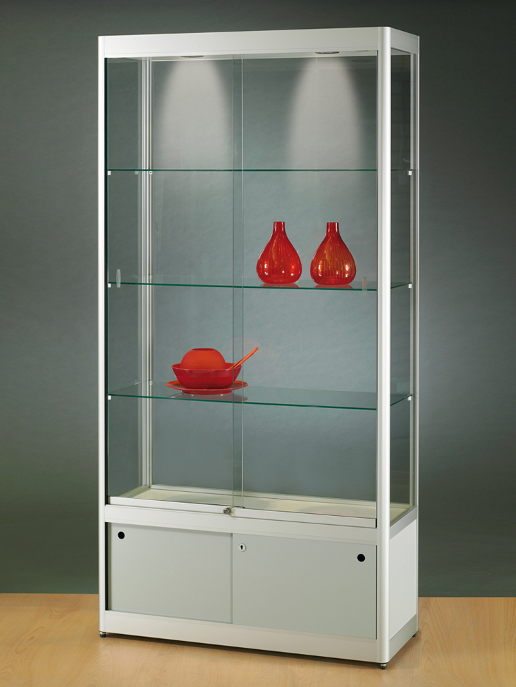 Bodenvitrine 32 4eckig mit Schrank beleuchtet Decke