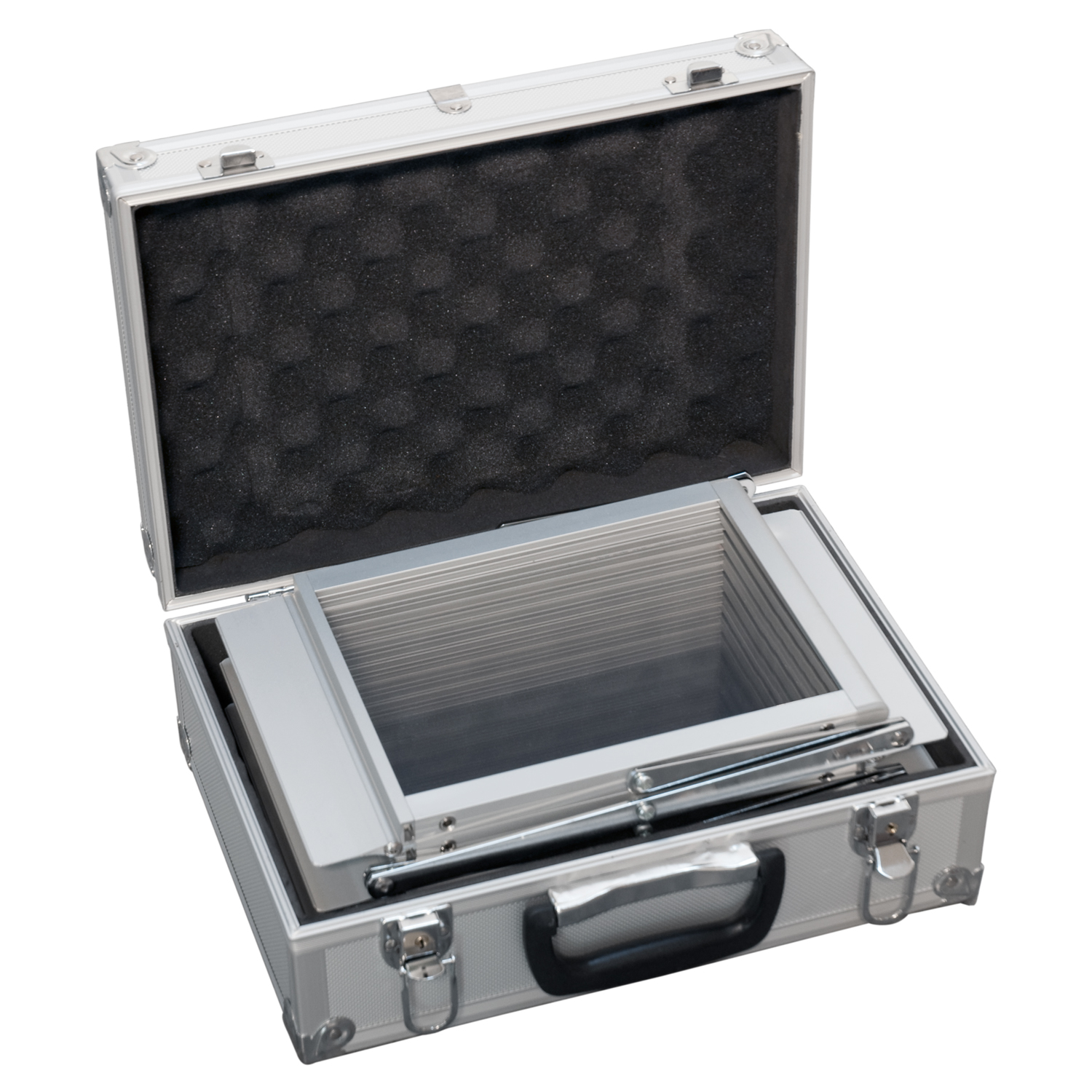 Aluminiumkoffer mit Prospektständer silber